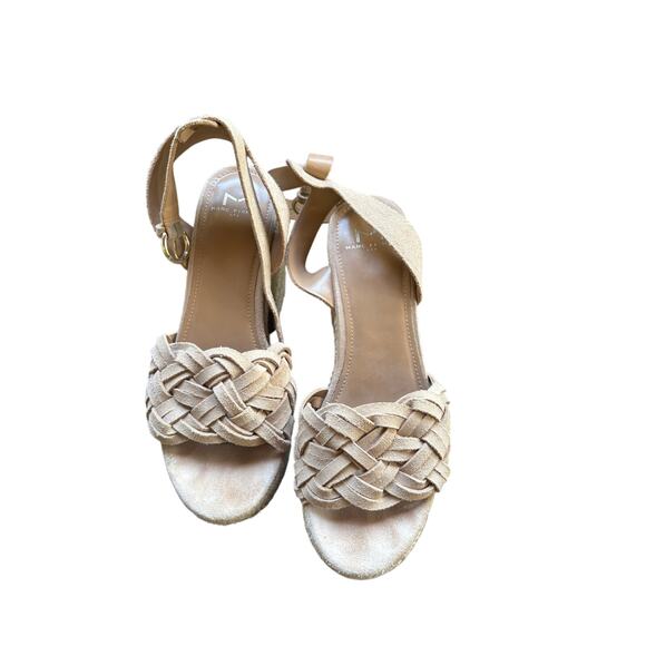 Marc Fisher Beige Woven Suede Odilia High Heel Platform Sandal sz 8.5 - Picture 1 of 4